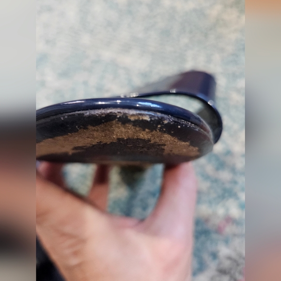 SALVATORE FERRAGAMO Belluno Patent Two-Band Slide Sandals Flower Heel US 8.5 - Picture 6 of 7